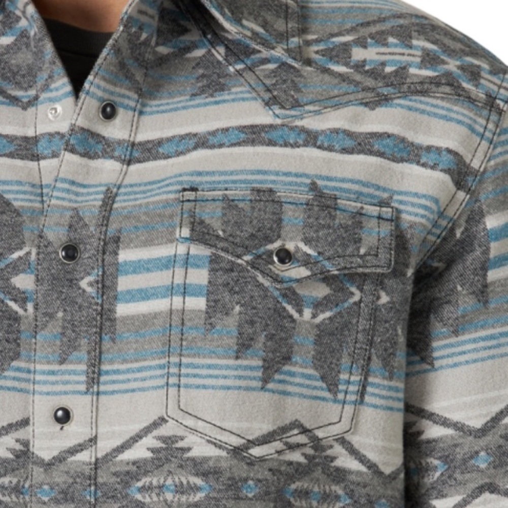 WRANGLER MEN'S RETRO PREMIUM DARK SHADOW JACQUARD FLANNEL - Picture 5 of 15